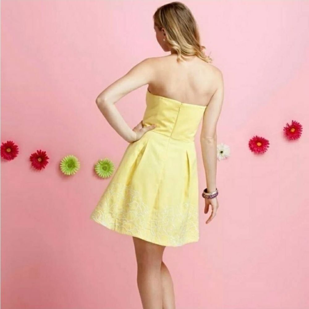 LILLY PULITZER Golden Yellow Dahling Blooms Blossom Embroidered Dress Size: 10 - Picture 2 of 11